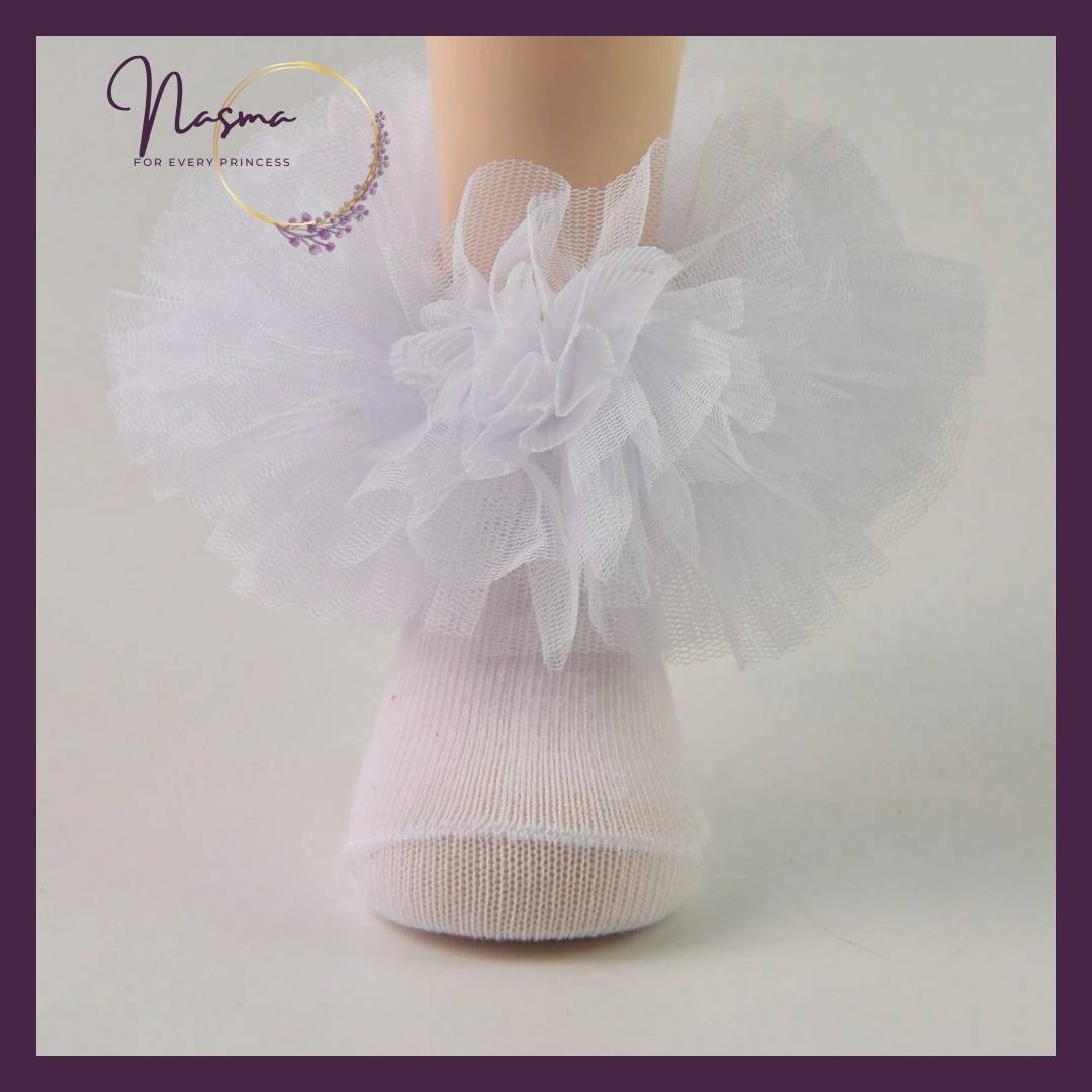 Pure Pearl Tulle Ruffle Socks