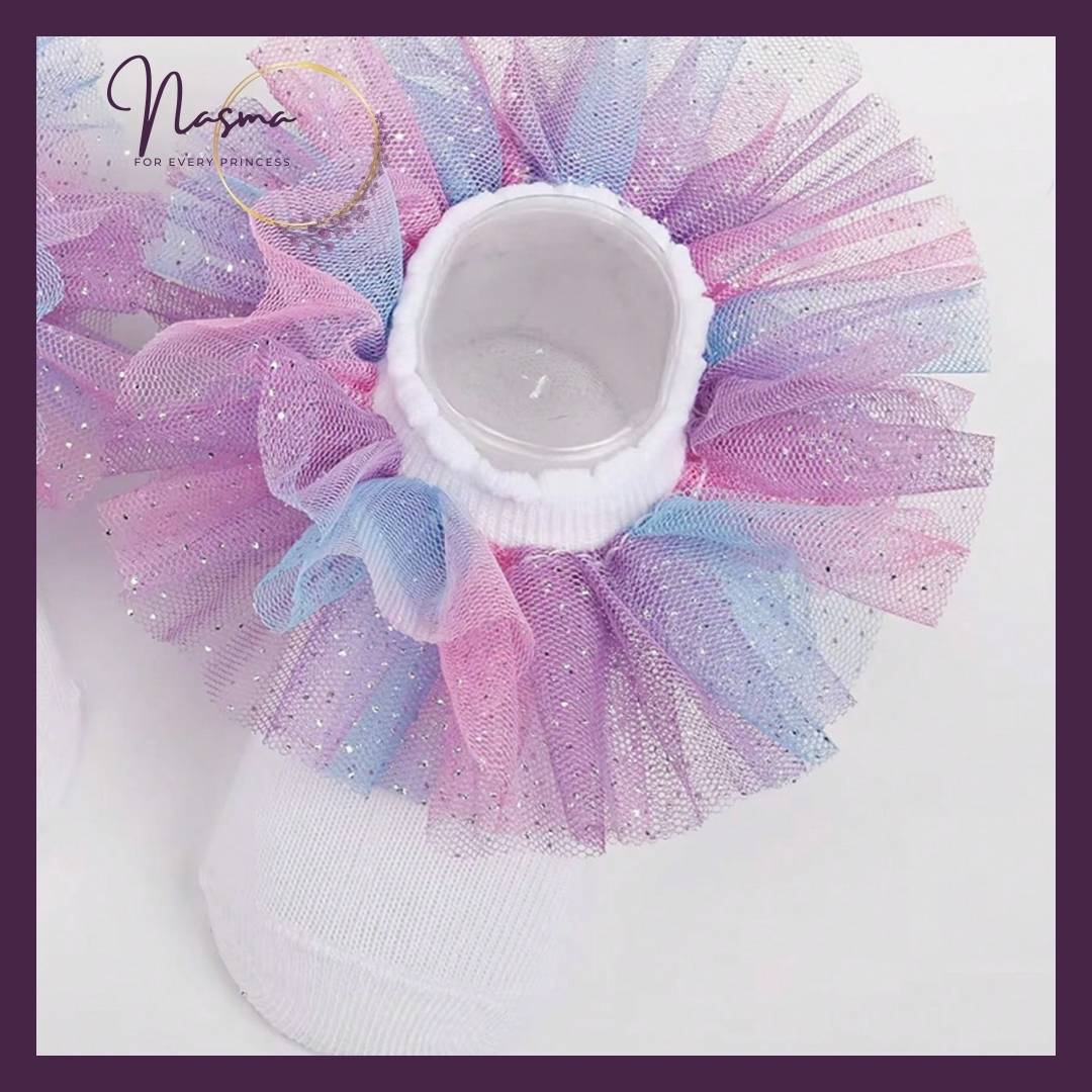 Rainbow Sparkle Tulle Ruffle Socks