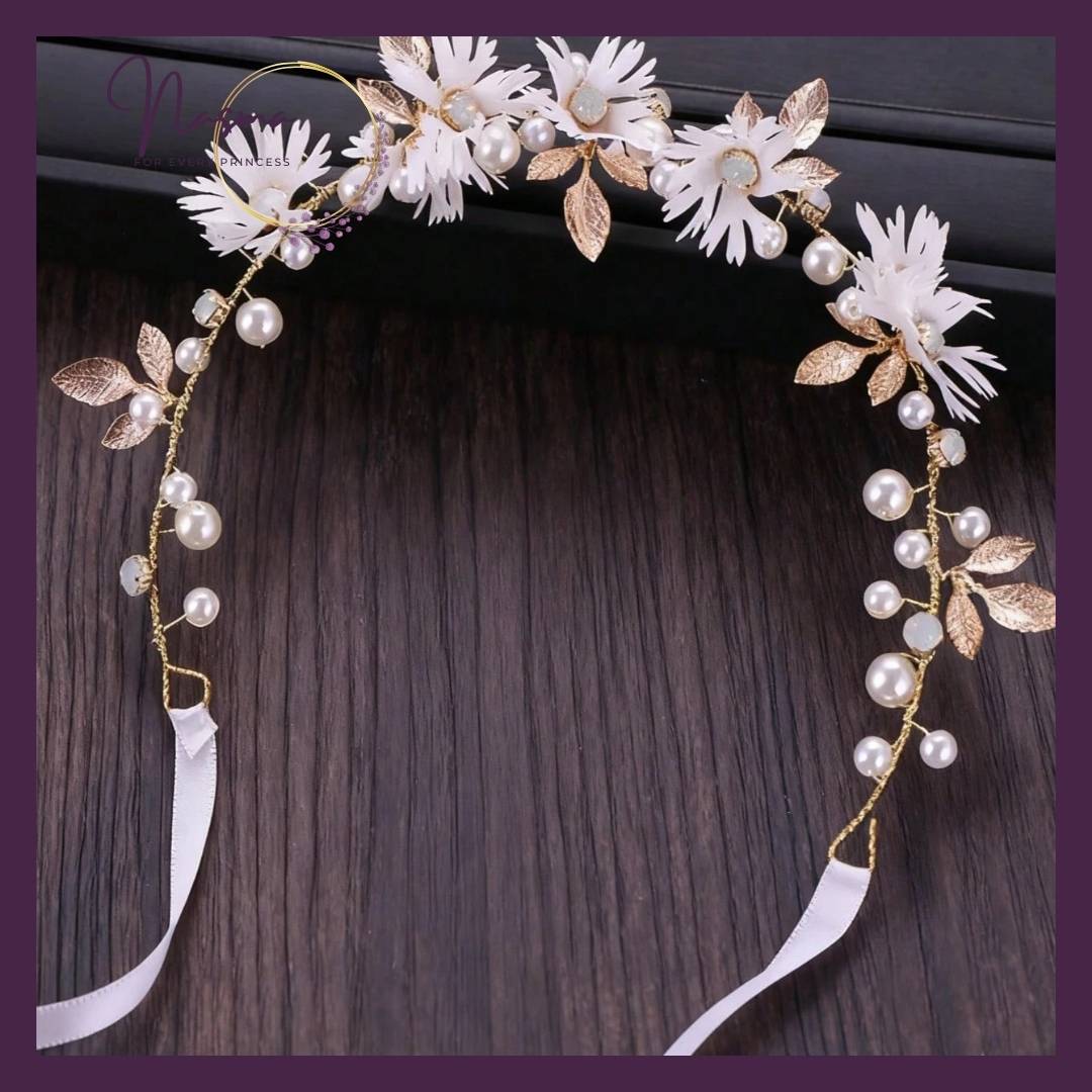 Golden Blossom Pearl Flower Crown