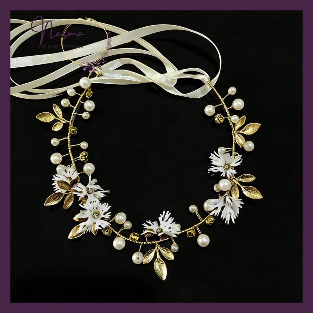 Golden Blossom Pearl Flower Crown
