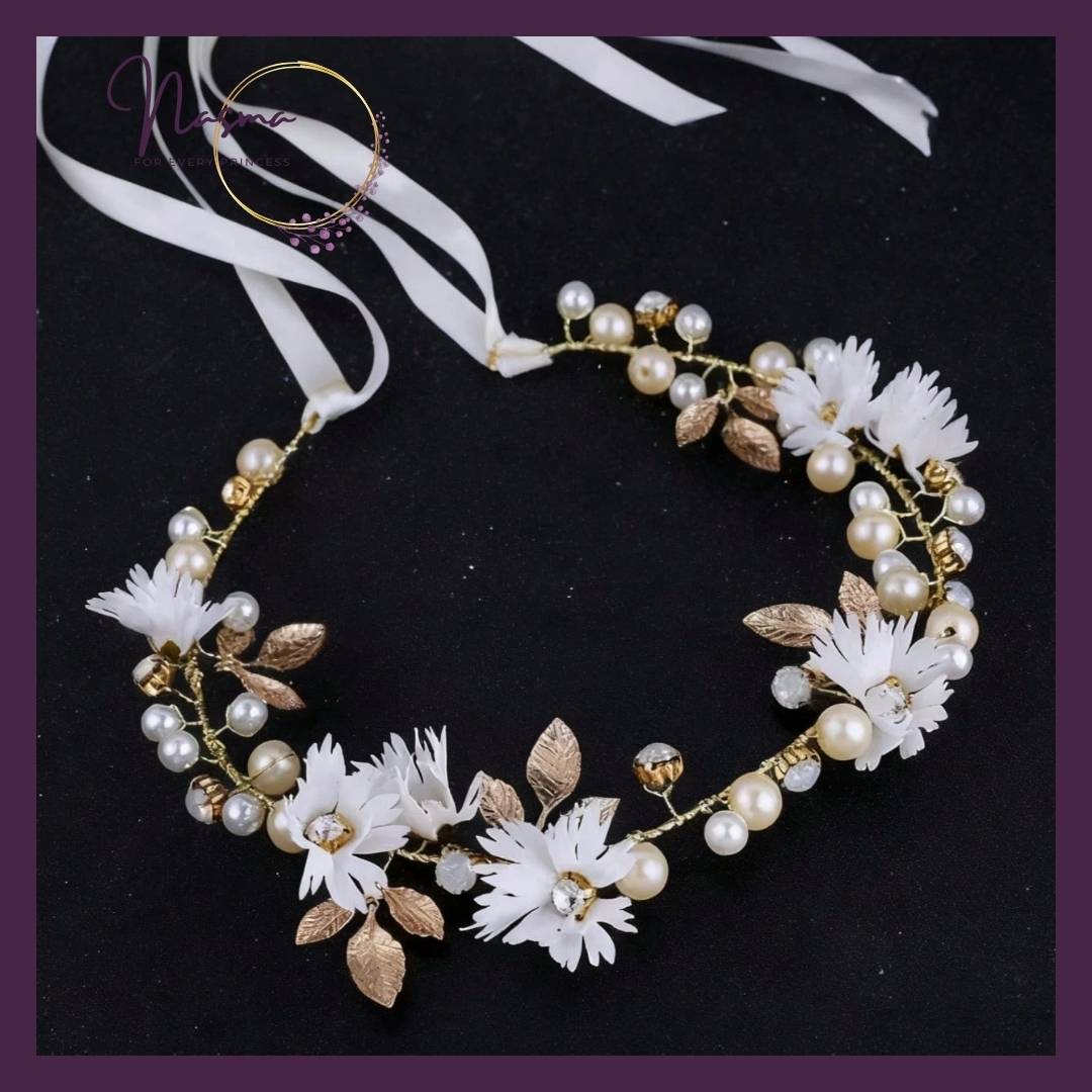 Golden Blossom Pearl Flower Crown